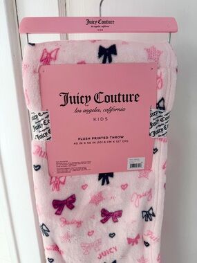 Juicy Couture Pink and White Kids Throw